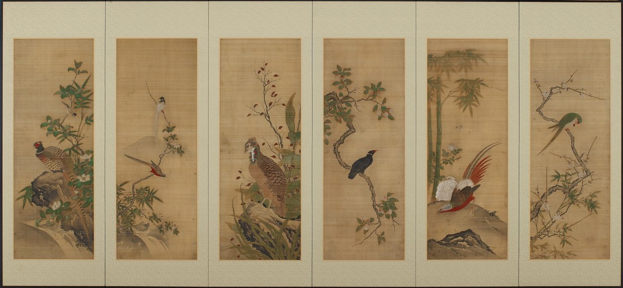Pássaros e flores, período Edo, século XVIII. de Unbekannt
