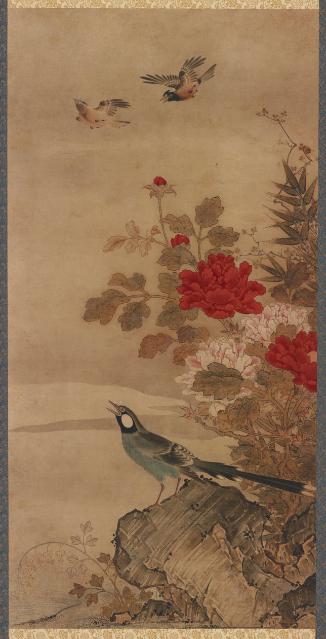 Pássaros e flores, período Edo, século XVIII. de Unbekannt
