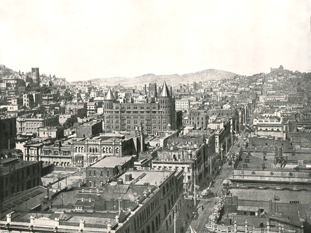 Vista aérea da torre do Chronicle Building, São Francisco, EUA, 1895. de Unbekannt