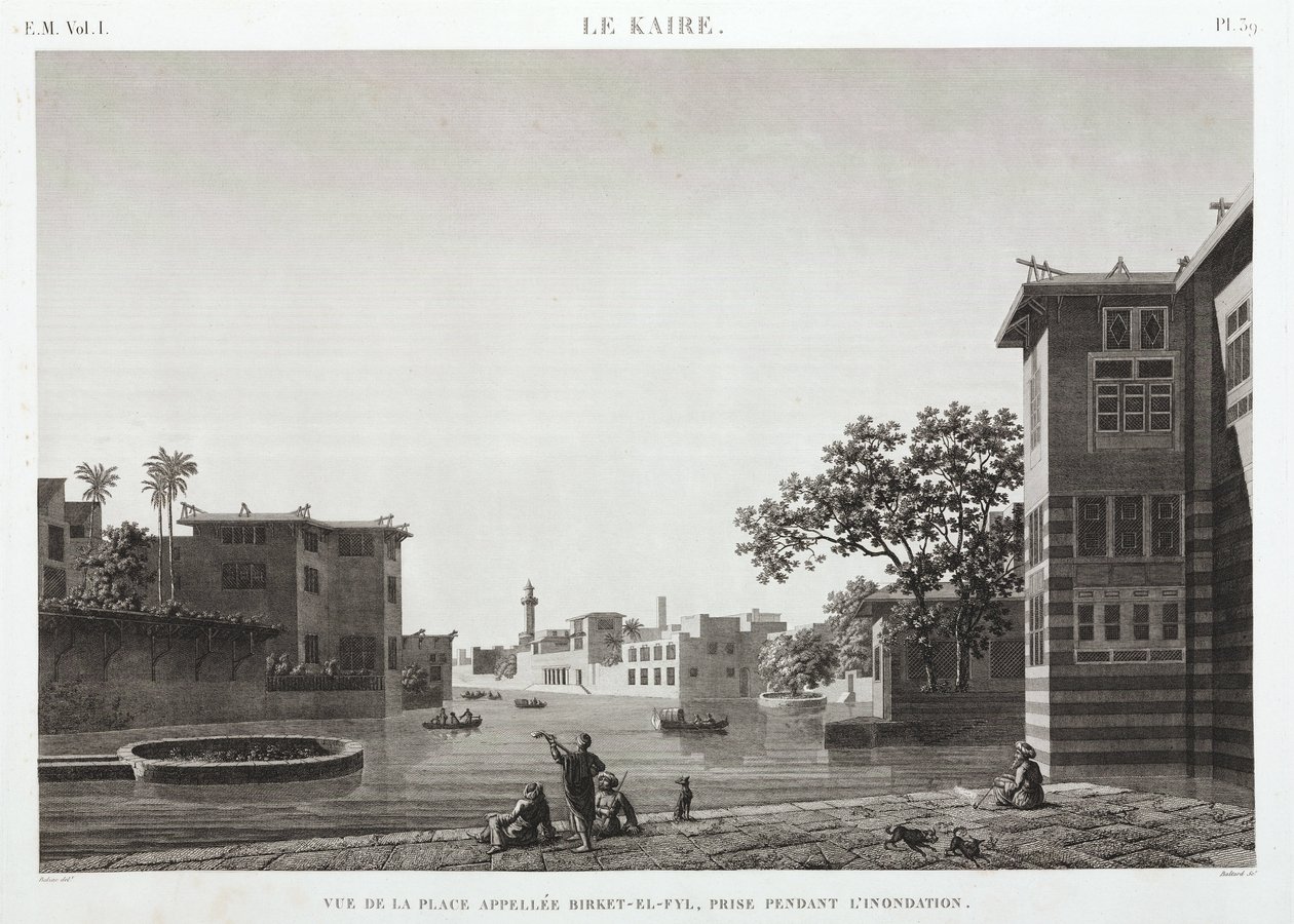 Birket-al-Fyl, Cairo, Egito, durante a enchente, c 1798 de Unbekannt