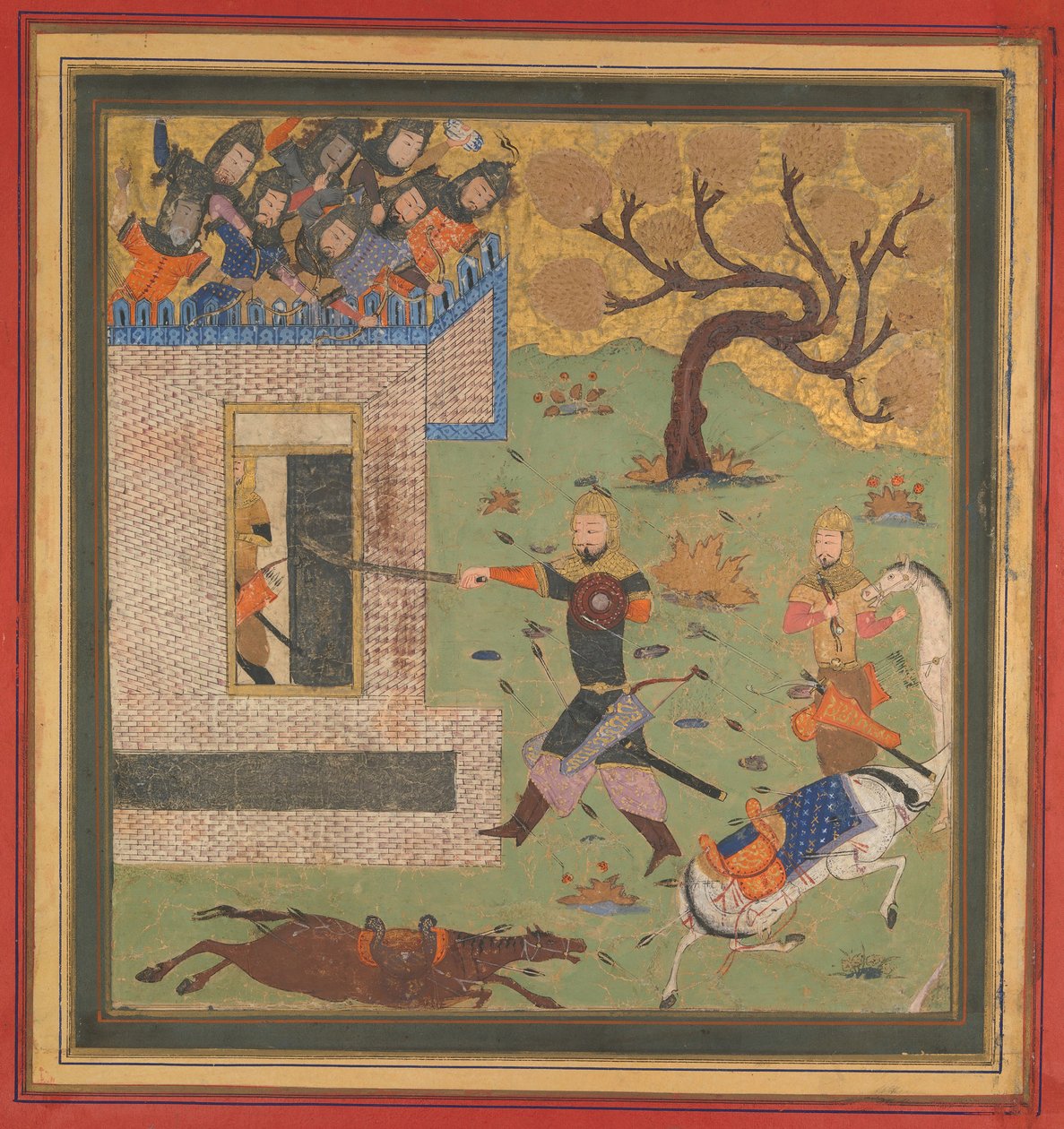Bizhan força Farud a recuar para seu forte, fólio de um livro dos reis de Shahnama, c1430-40. de Unbekannt