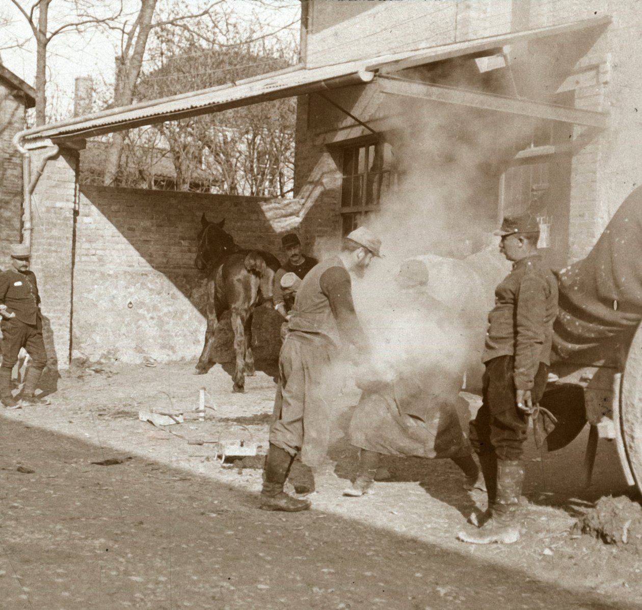 Ferreiro, ferrar, cavalo, Suippes, norte, frança, c1914-c1918 de Unbekannt