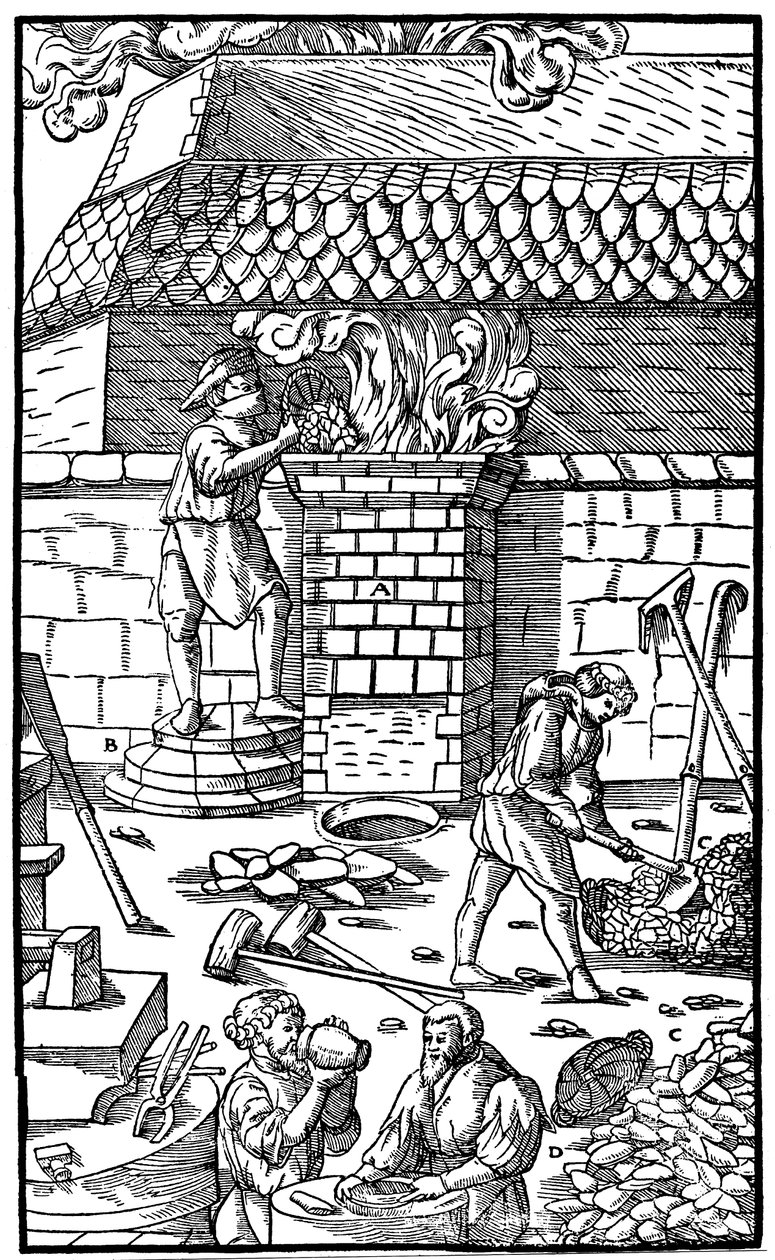 Alto-forno para fundição de minério de ferro, 1556 de Unbekannt