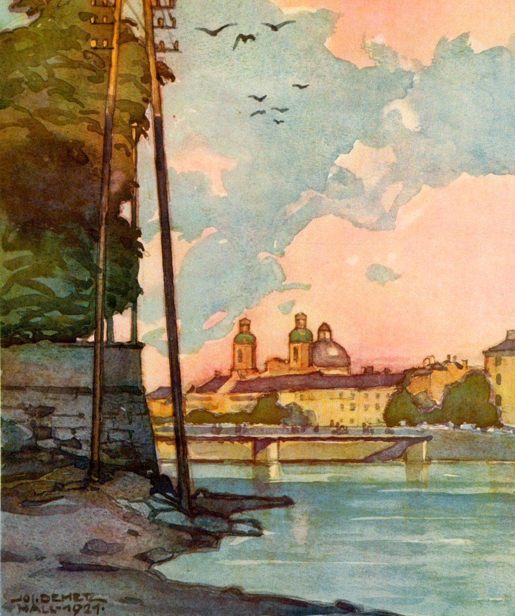 Vista do Innbrucke, com vista para o River Inn, c1929. de Unbekannt