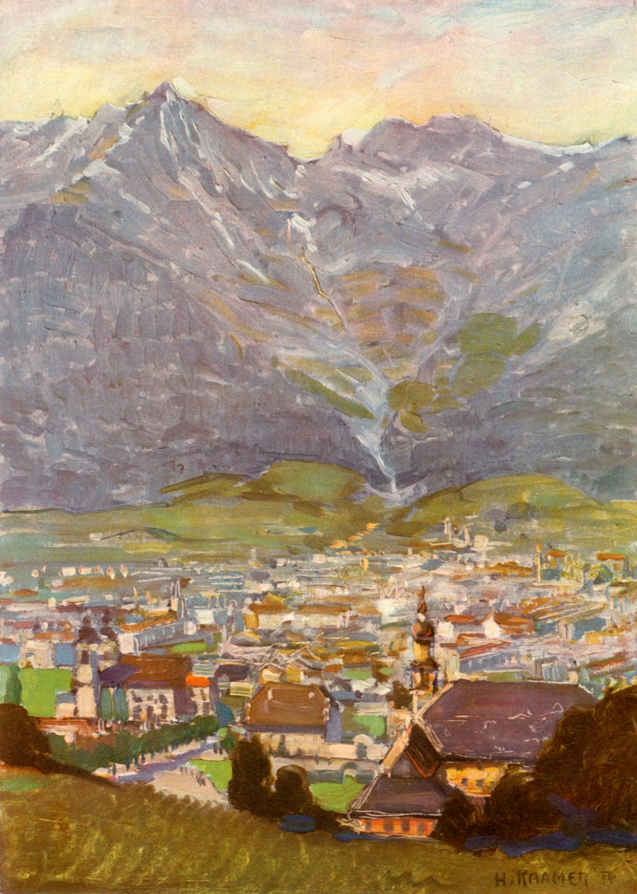 Vista do Monte Isel em Innsbruck, Vista do Bergisel de Innsbruck, c1929. de Unbekannt