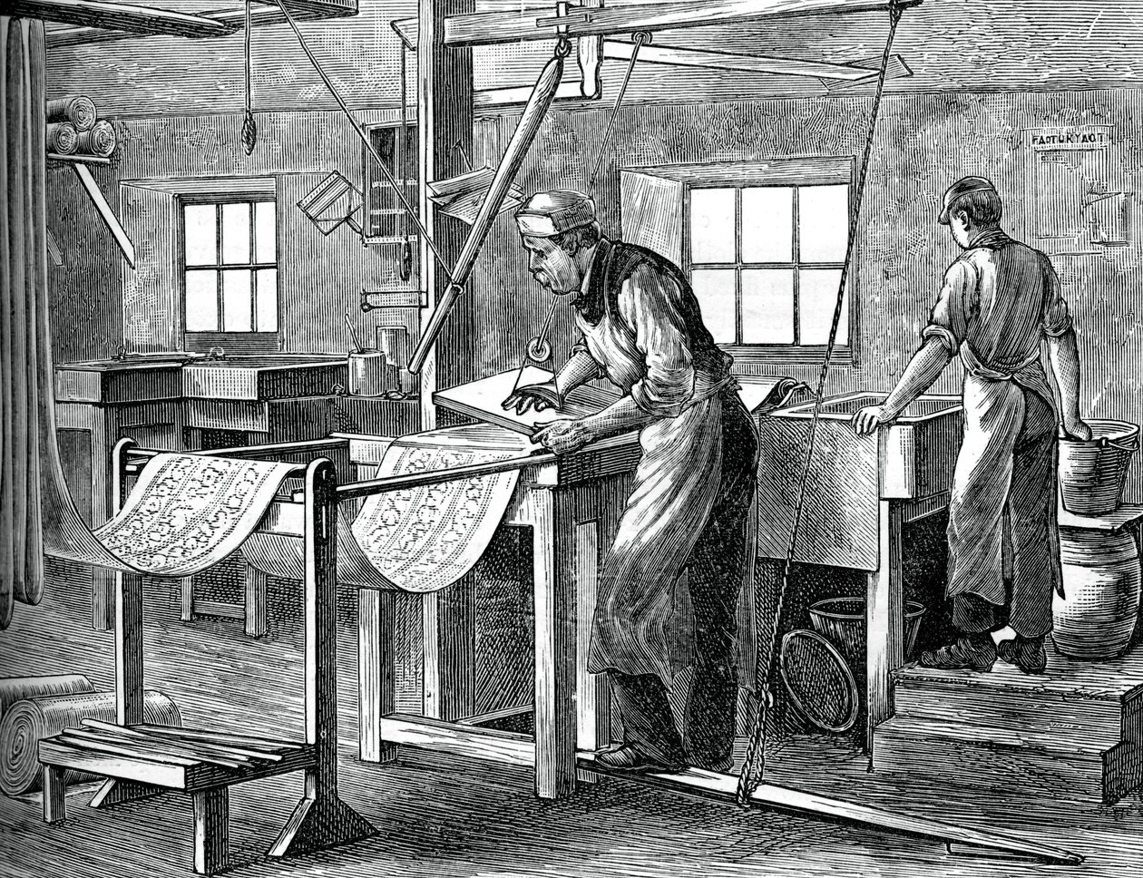 Impressoras de bloco no trabalho, c1880 de Unbekannt