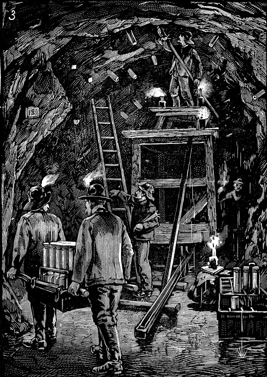 Explodindo a rocha da inundação, 1885 de Unbekannt