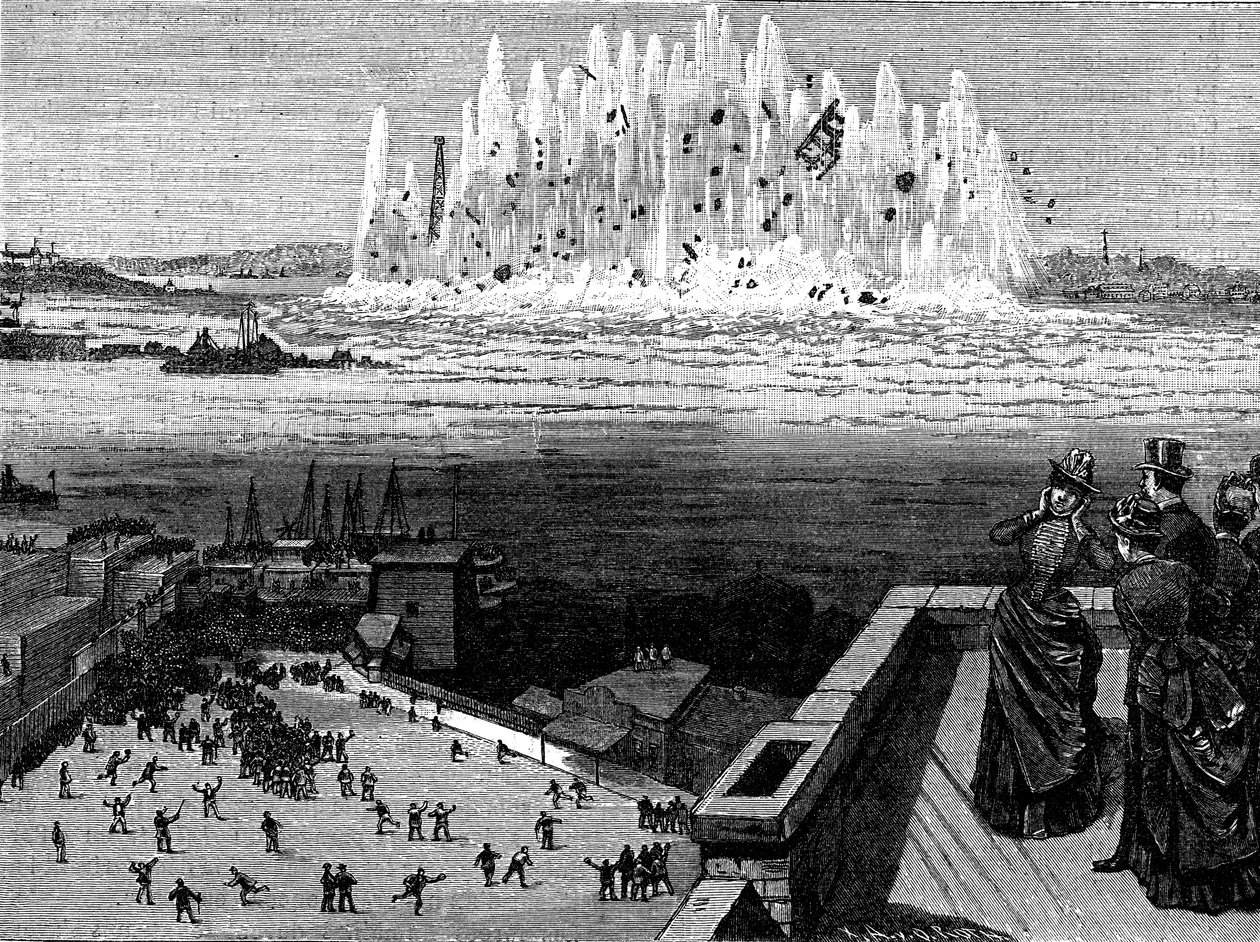 Explodindo Flood Rock, 1885, 1886. de Unbekannt
