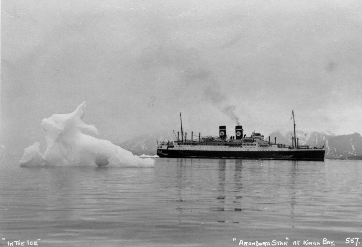 Navio de cruzeiro Blue Star Lines SS Arandora Star, Kongsfjorden, Spitzbegen, Noruega, 1929 de Unbekannt