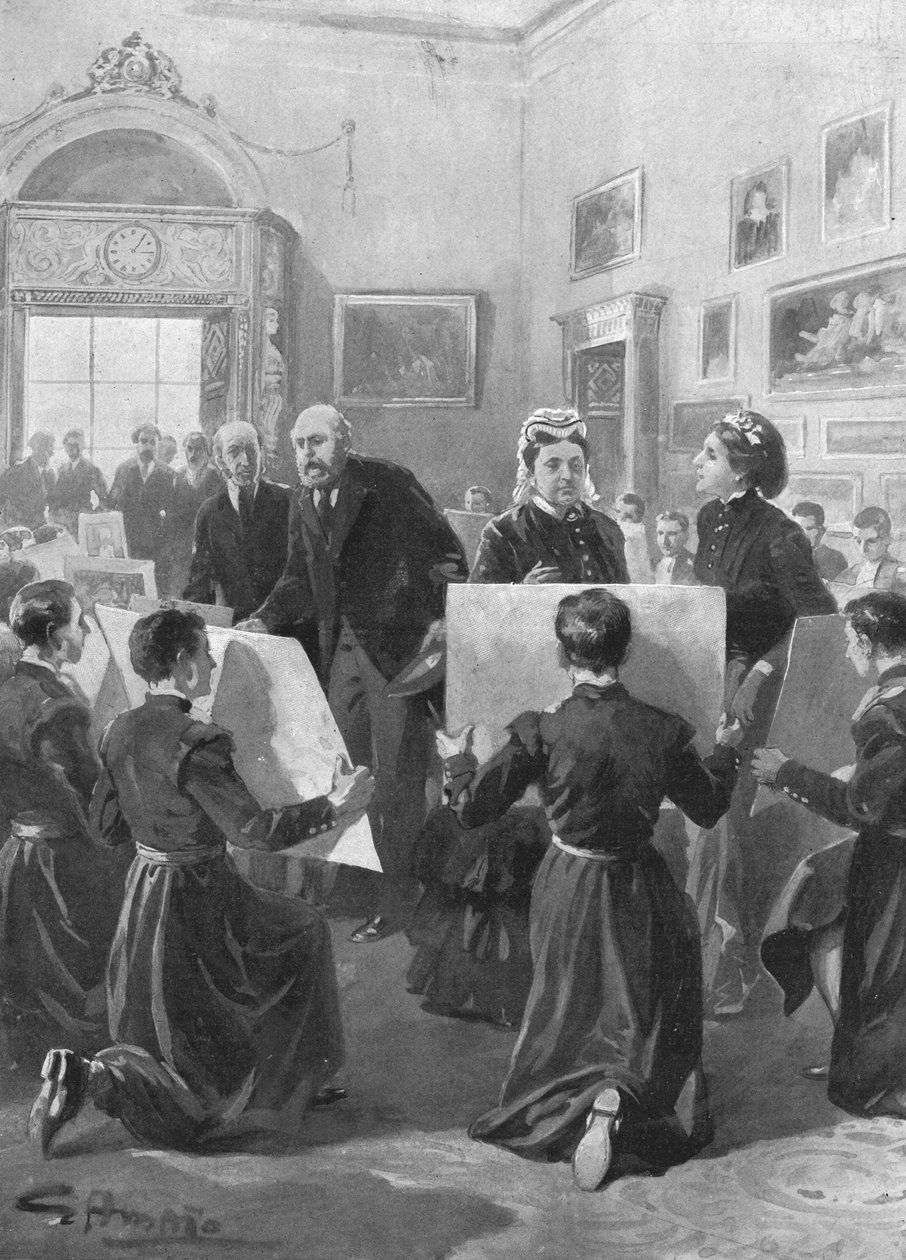 Bluecoat Boys mostrando seus desenhos para a rainha Victoria no Palácio de Buckingham, 1873, 1901. de Unbekannt