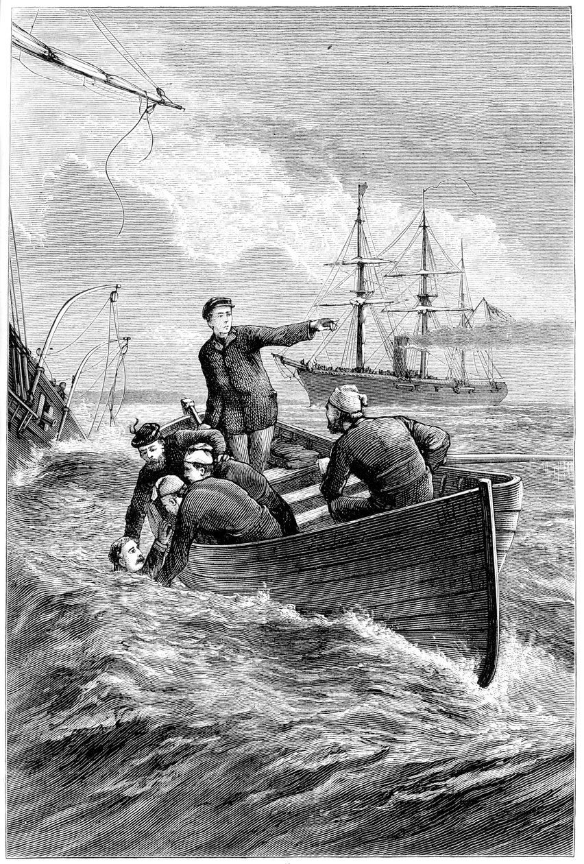 Barco do Deerhound resgatando o Capitão Raphael Semmes, 1864 c1880 de Unbekannt