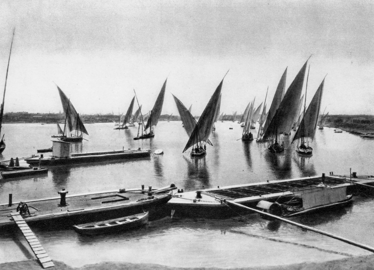 Barcos no Nilo, Cairo, Egito, c1920s de Unbekannt