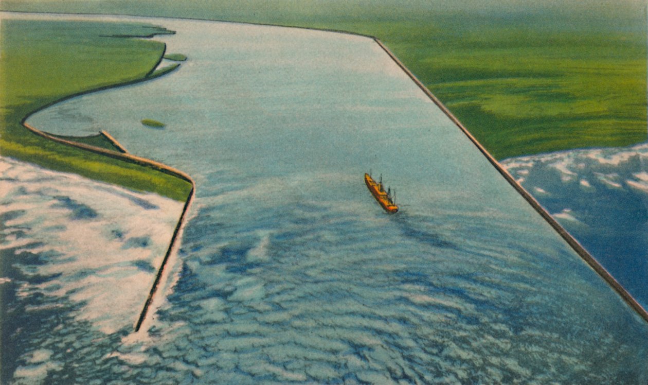 Bocas de cinza, entrada para o porto marinho, Barranquilla, c1940s de Unbekannt