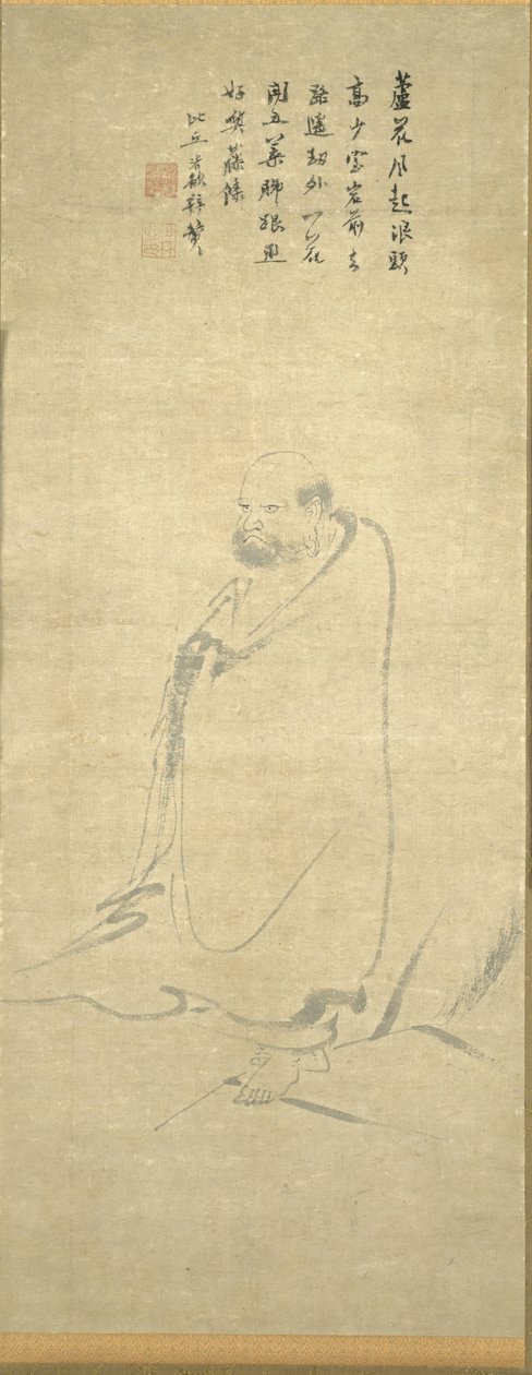 Bodhidharma que cruza o Yangzi em um junco, 1300s. de Unbekannt