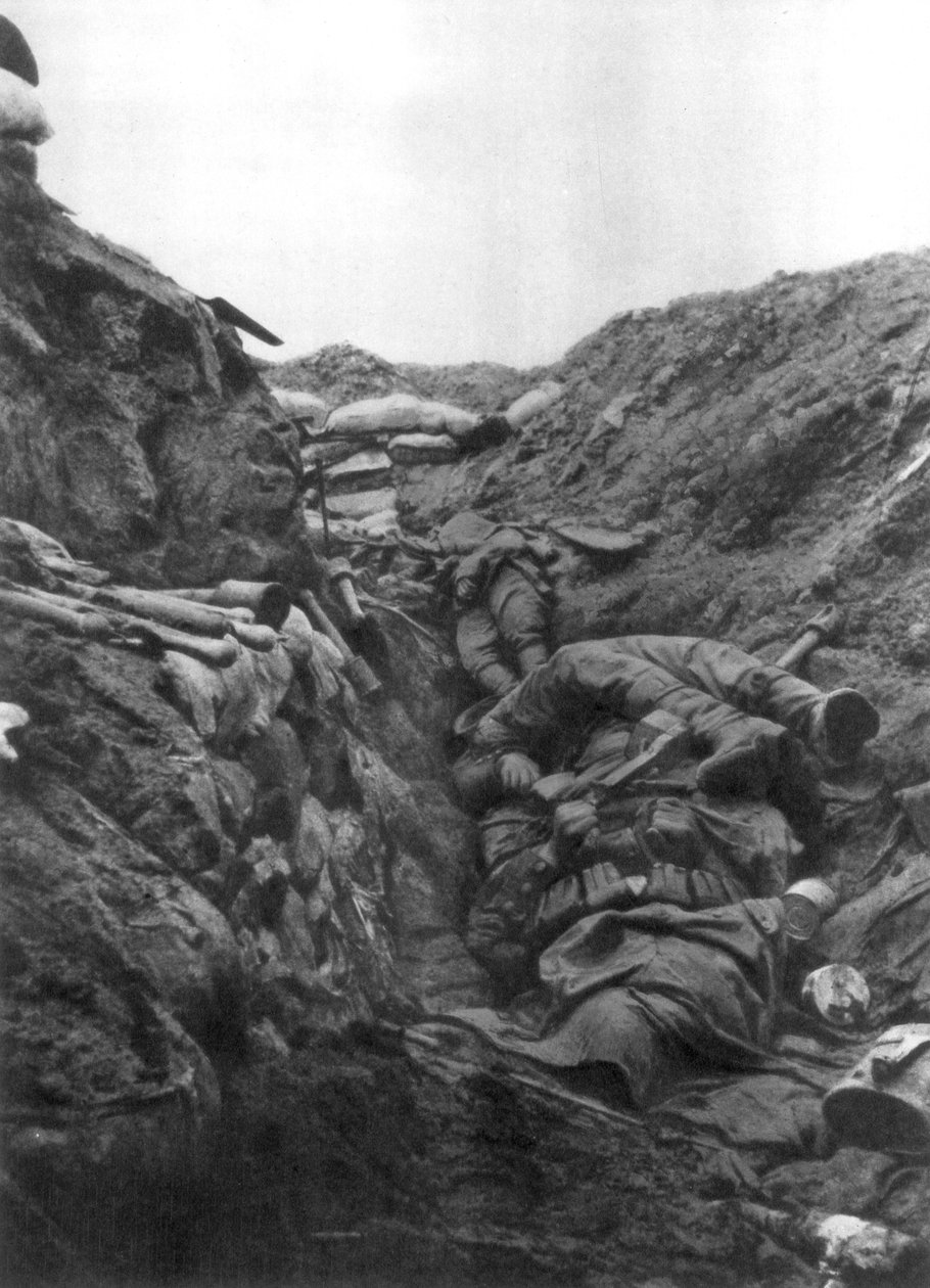 Corpos em uma trincheira em Mort Homme, Verdun, França, 9 de abril de 1916 de Unbekannt