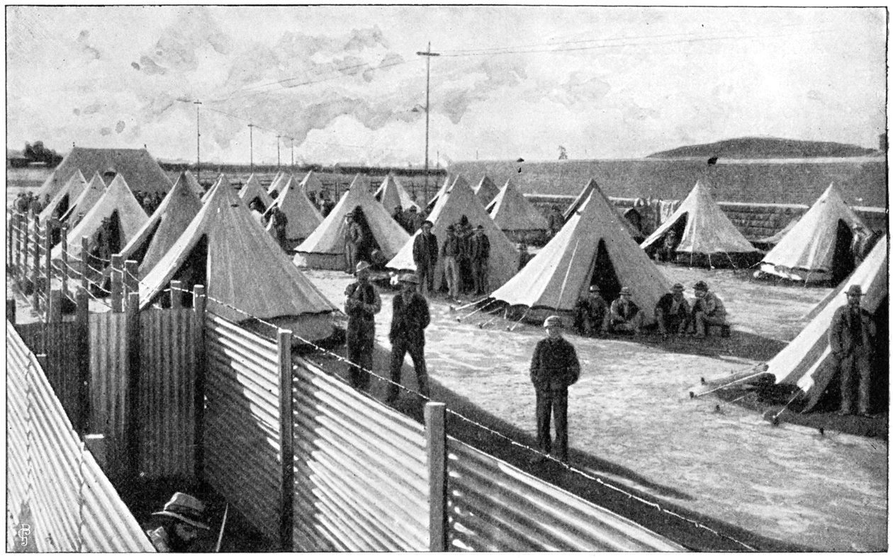 Prisioneiros bôeres em um campo em Bloemfontein, 2ª Guerra dos Bôeres, 1899-1902 de Unbekannt
