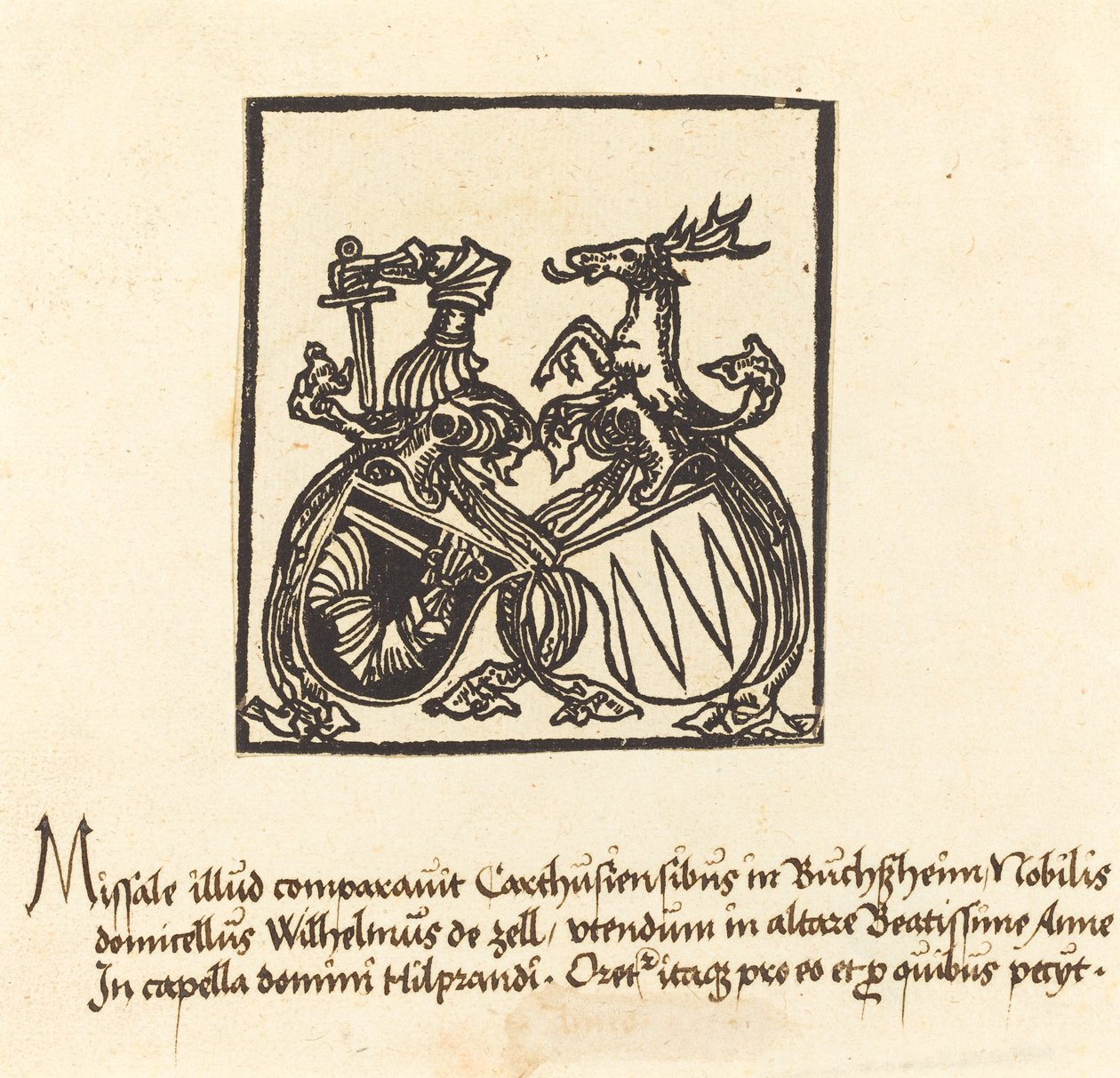 Bookplate de Wilhelm von Zell, em ou depois de 1500. de Unbekannt