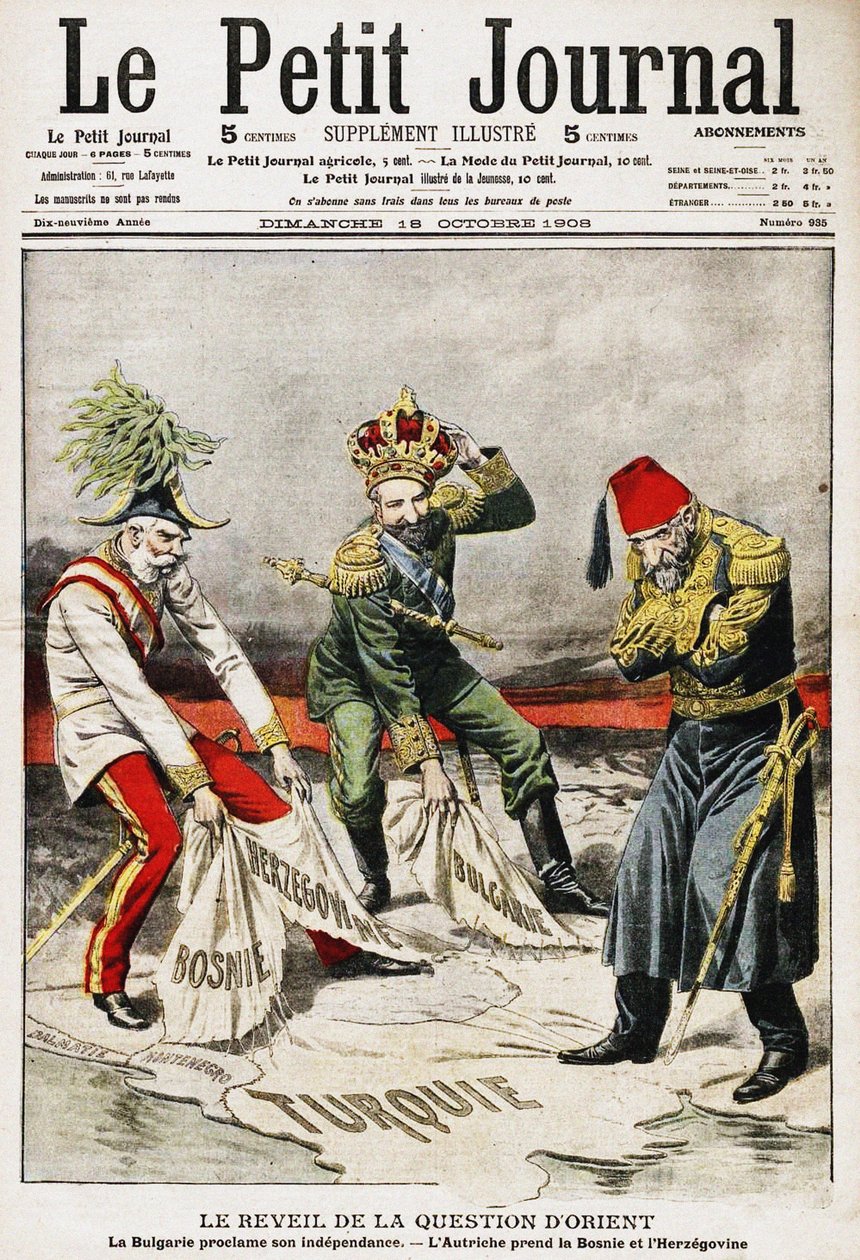 Crise na Bósnia. Capa do periódico francês Le Petit Journal, 18 de outubro de 1908, 1908 de Unbekannt