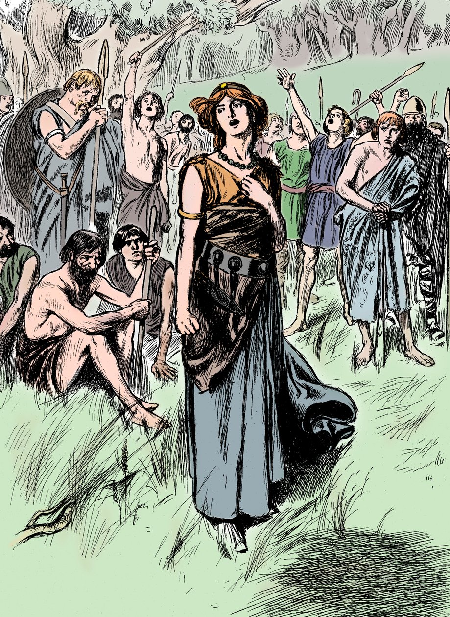 Boudicca Boadicea rainha britânica do século Iceni, reunindo suas tropas, c1900 de Unbekannt