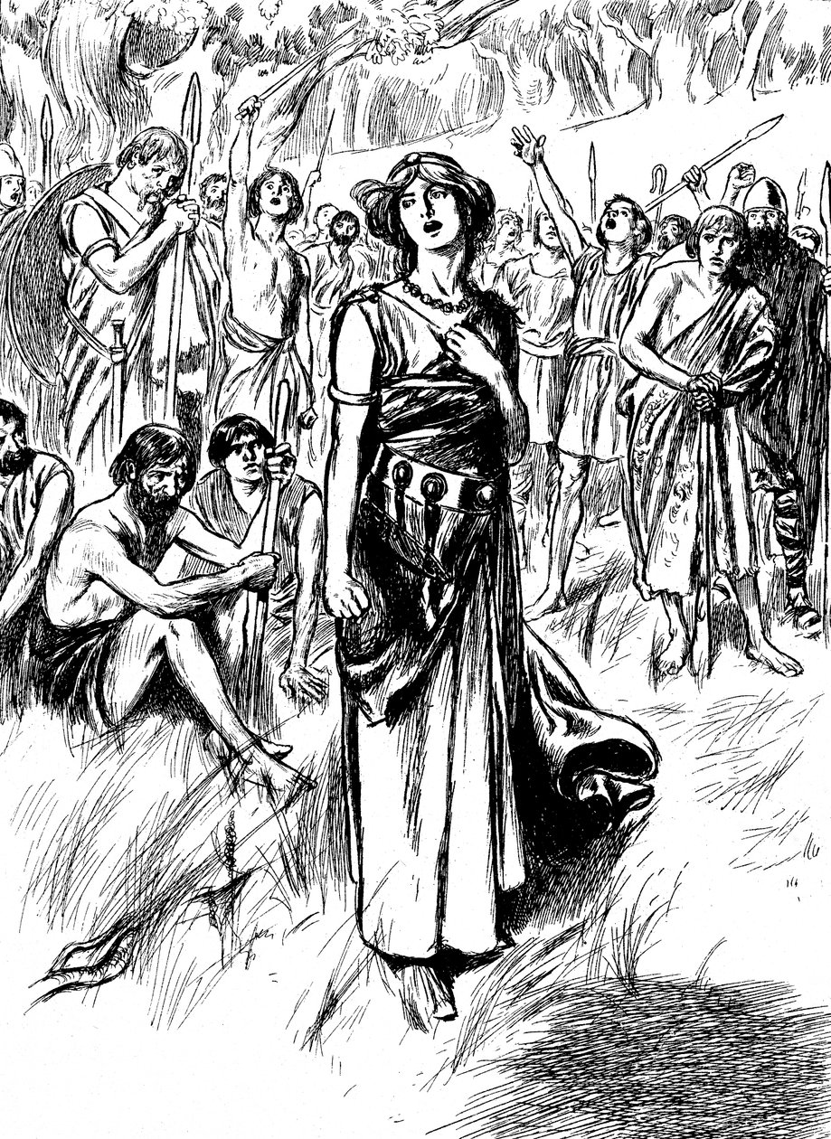 Boudicca Boadicea rainha britânica do século Iceni, reunindo suas tropas, c1900 de Unbekannt
