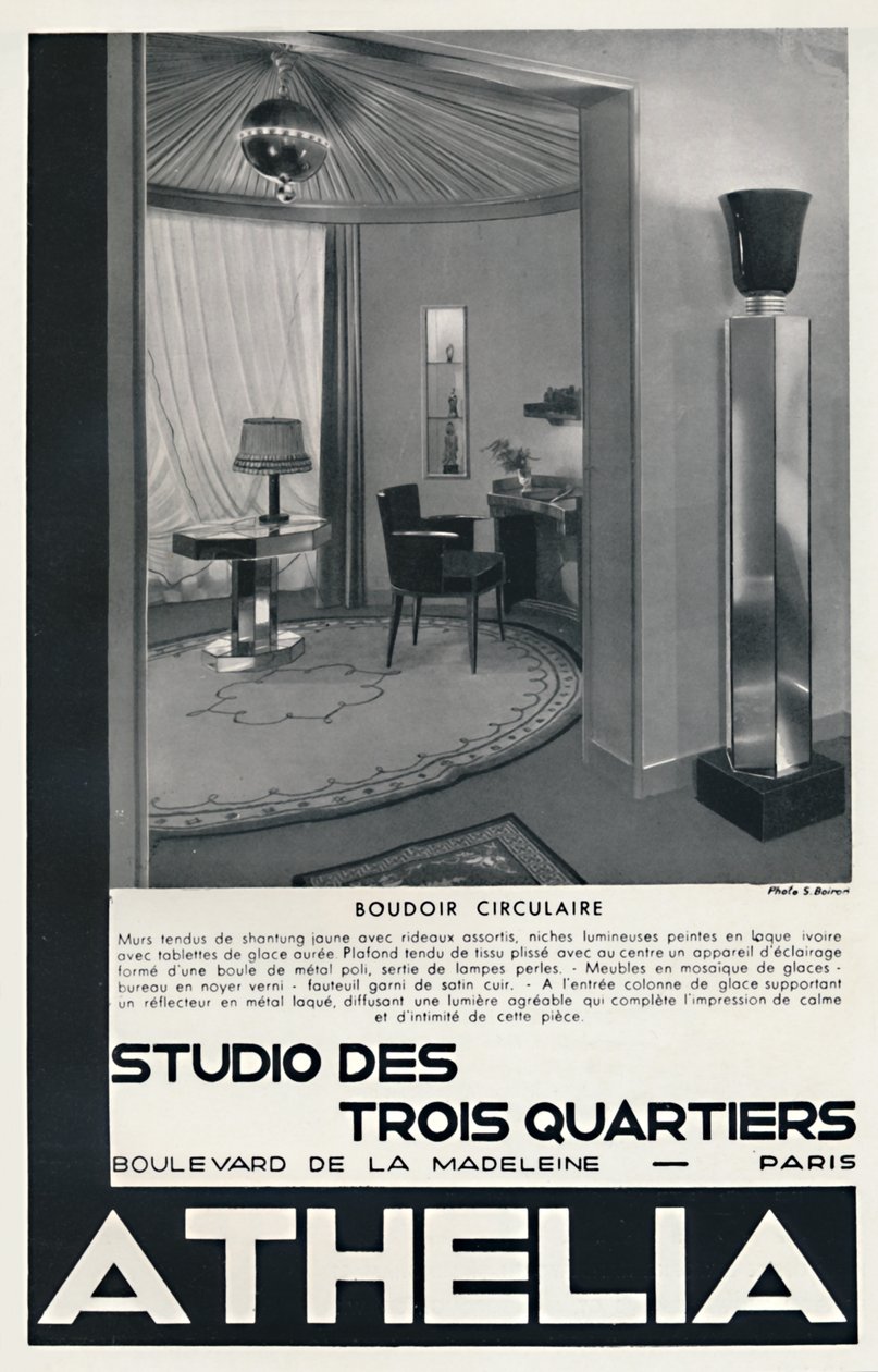 Boudoir circular - estúdio dos três distritos - Athelia, 1933 de Unbekannt