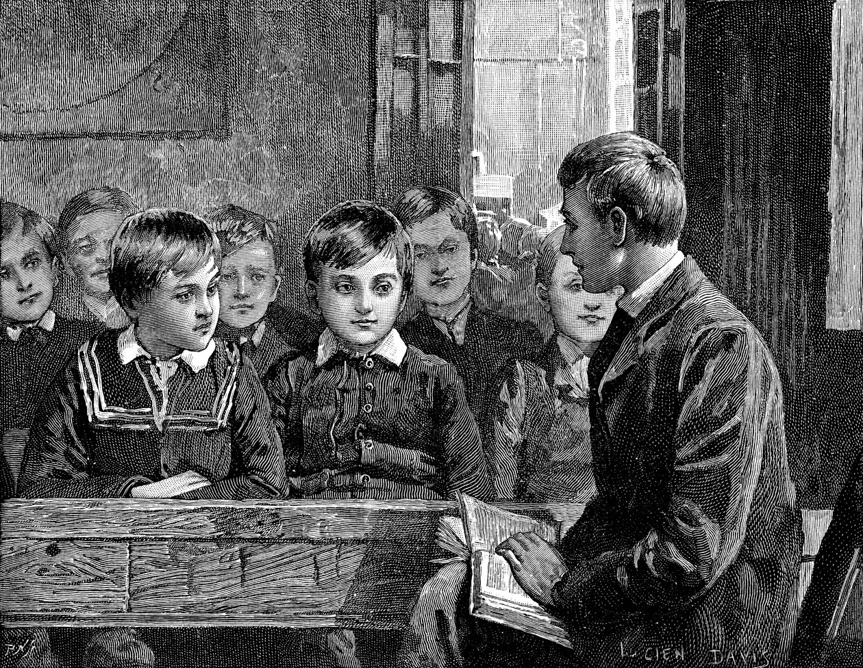Classe dos meninos em uma escola dominical americana, 1890 de Unbekannt