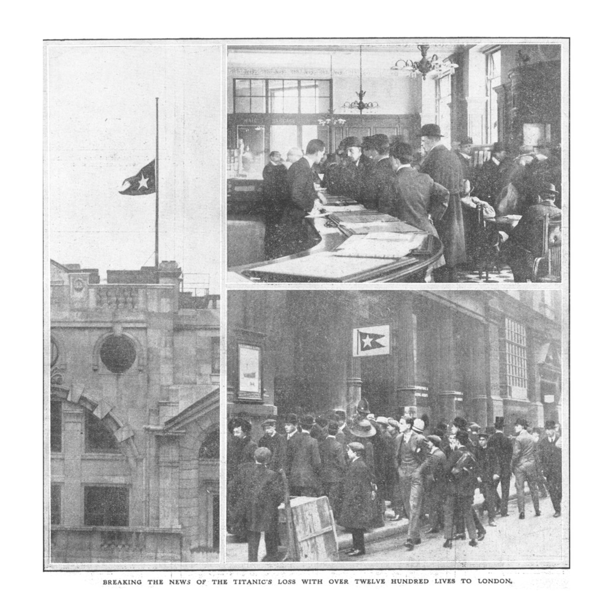 Notícias da perda do Titanic com mais de mil e duzentas vidas para Londres, 20 de abril de 1912. de Unbekannt