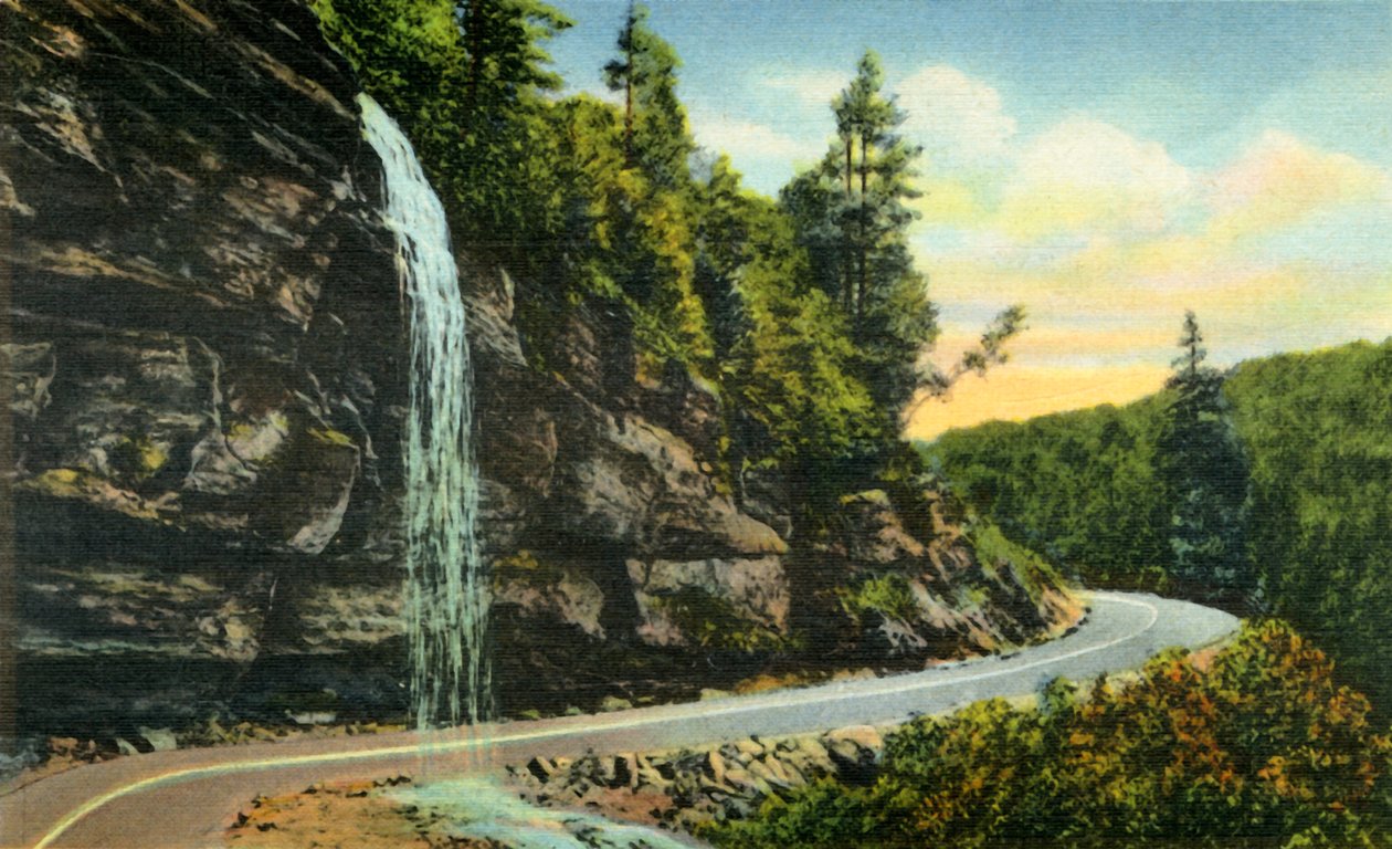 Bridal Veil Falls, Carolina do Norte ocidental, 1942. de Unbekannt