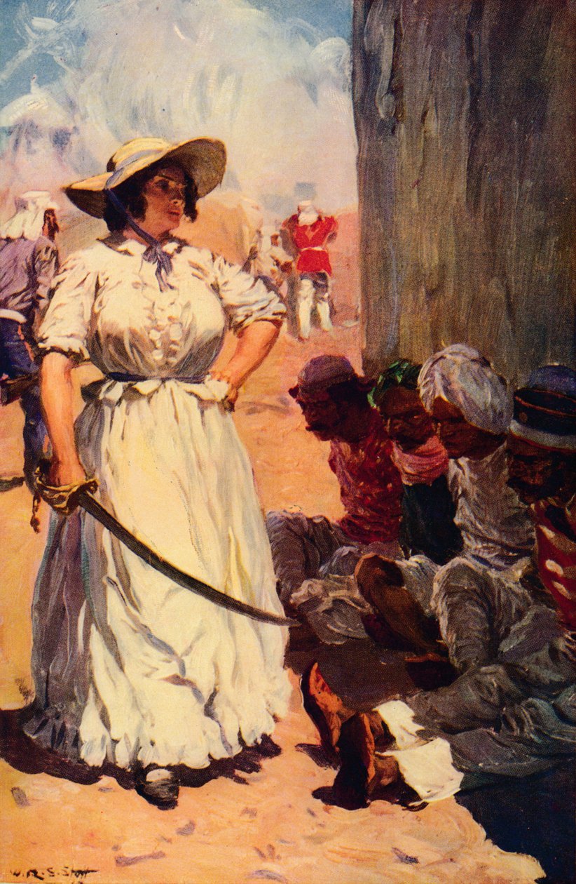 Bridget Widdowson em guarda em Cawnpore, 1857 c1912 de Unbekannt