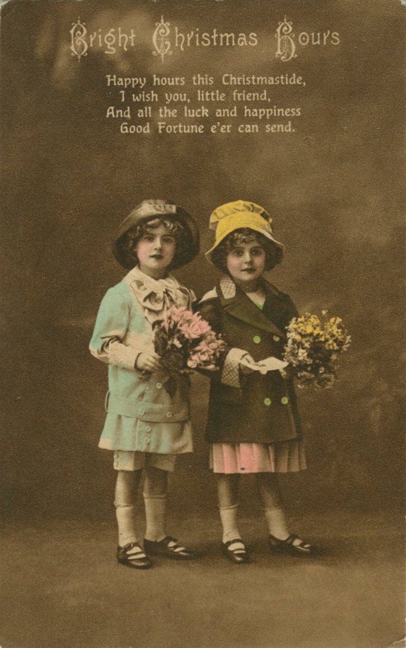 Cartão de Natal vintage brilhante das horas de Natal, c1900 de Unbekannt