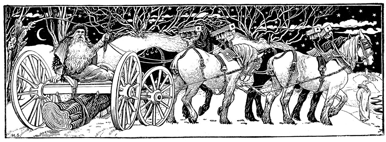 Trazendo para casa o Yule Log, 1883 de Unbekannt