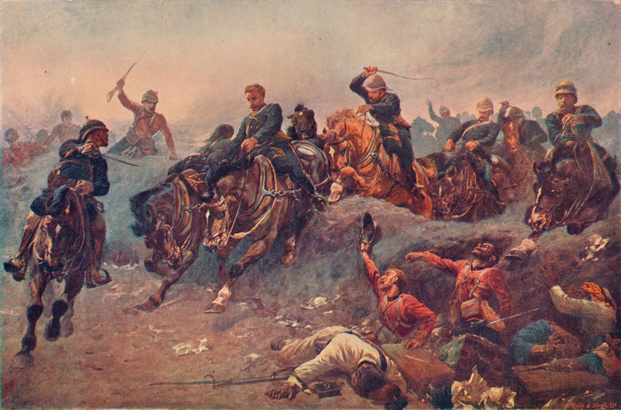 Artilharia britânica que entra nas linhas de inimigos em Tel-el-Kebir, Egito, 1882, 1883 1906 de Unbekannt