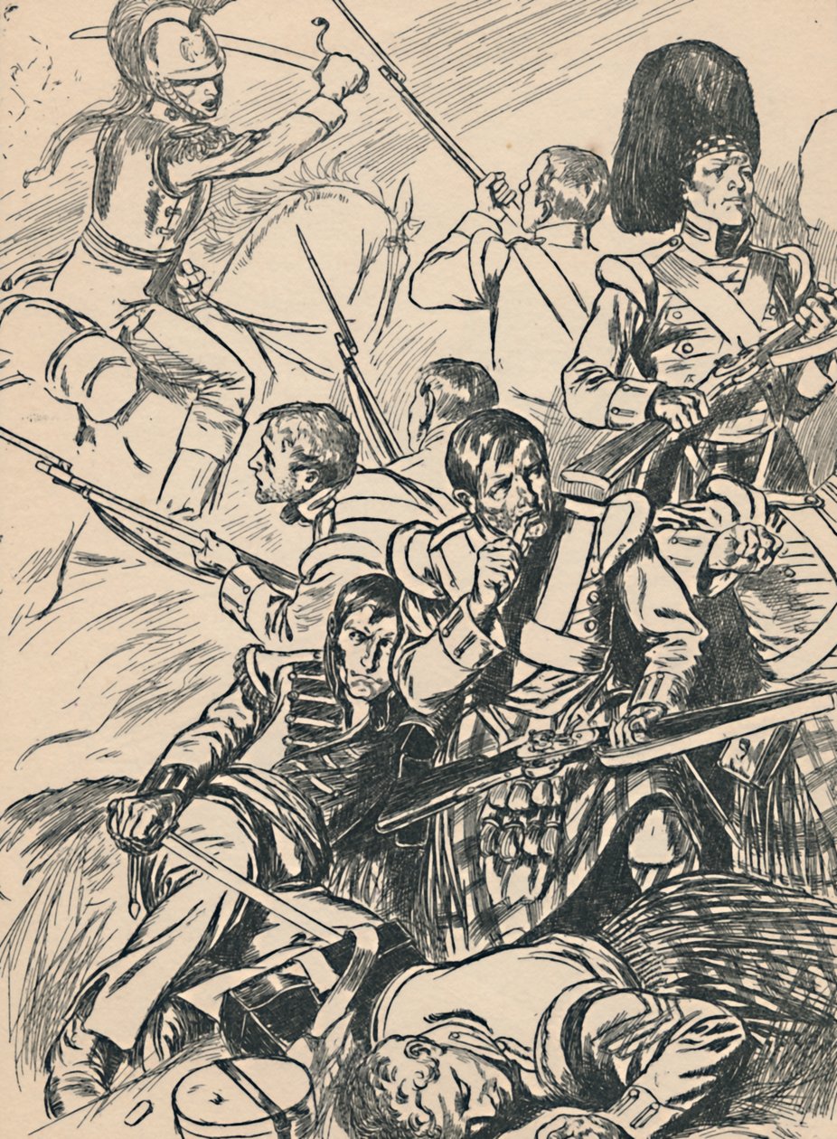Soldados britânicos na batalha de Waterloo, c1907 de Unbekannt