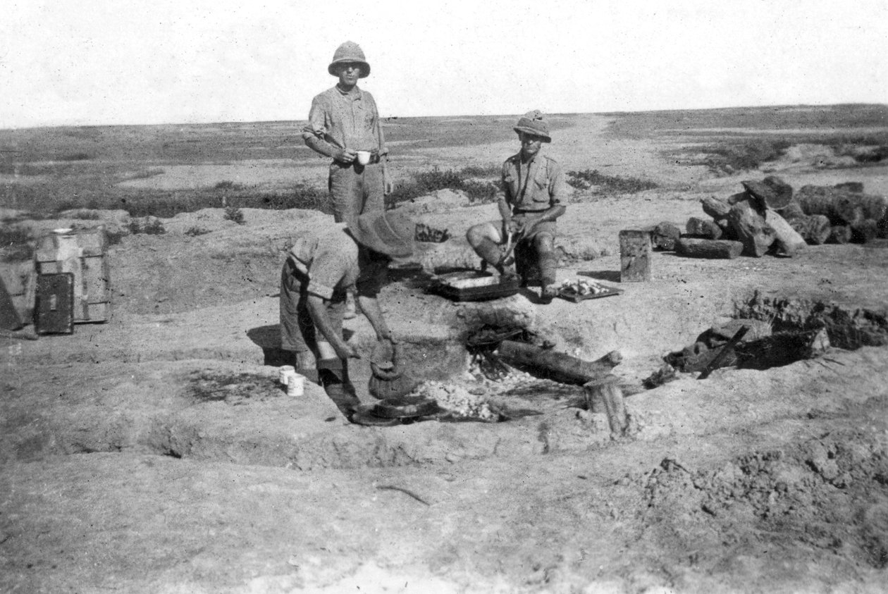 Companhia britânica do exército C que cozinha, Mesopotâmia, Primeira Guerra Mundial, 1918 de Unbekannt