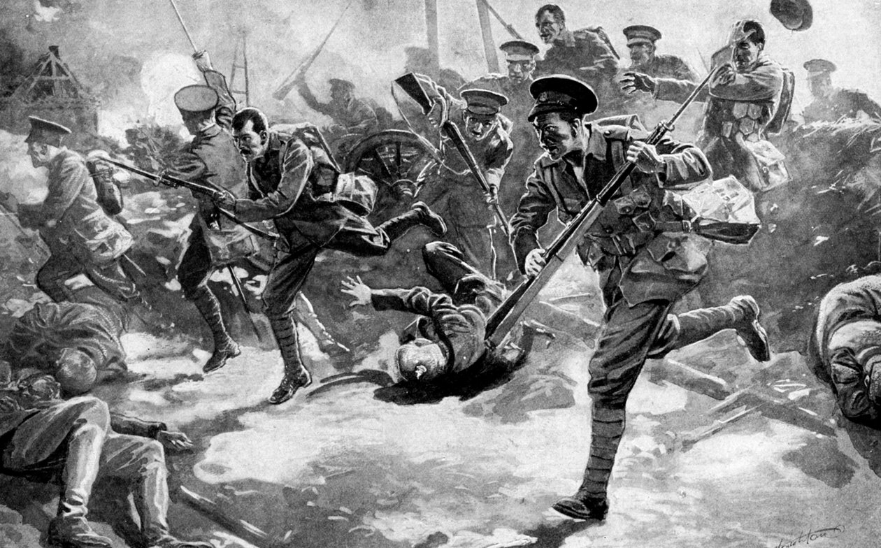 Batalha de infantaria britânica com as forças alemãs, Primeira Guerra Mundial, 1914 de Unbekannt