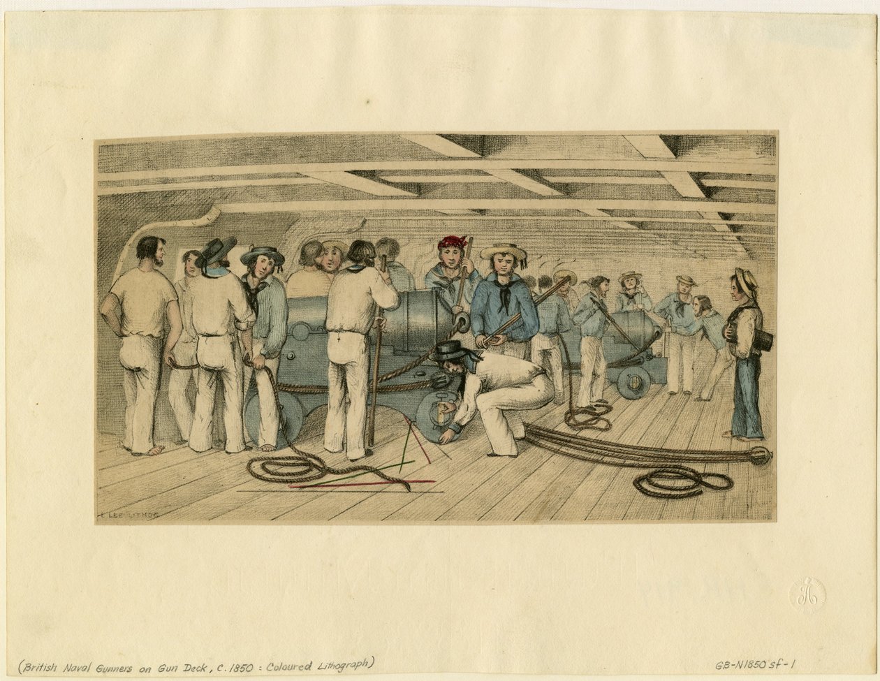 Artilheiros navais britânicos no convés, c. 1850 de Unbekannt