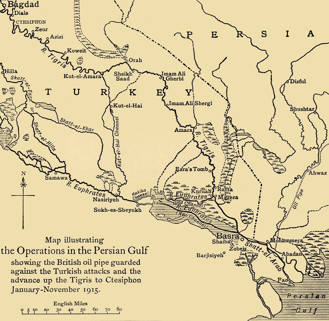 Oleoduto britânico no Oriente Médio, Primeira Guerra Mundial, 1915, c1920. de Unbekannt