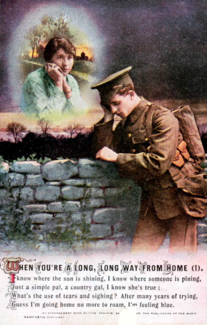 Soldado britânico sonhando com o amor de seu país em casa, Primeira Guerra Mundial, 1914-1918 de Unbekannt