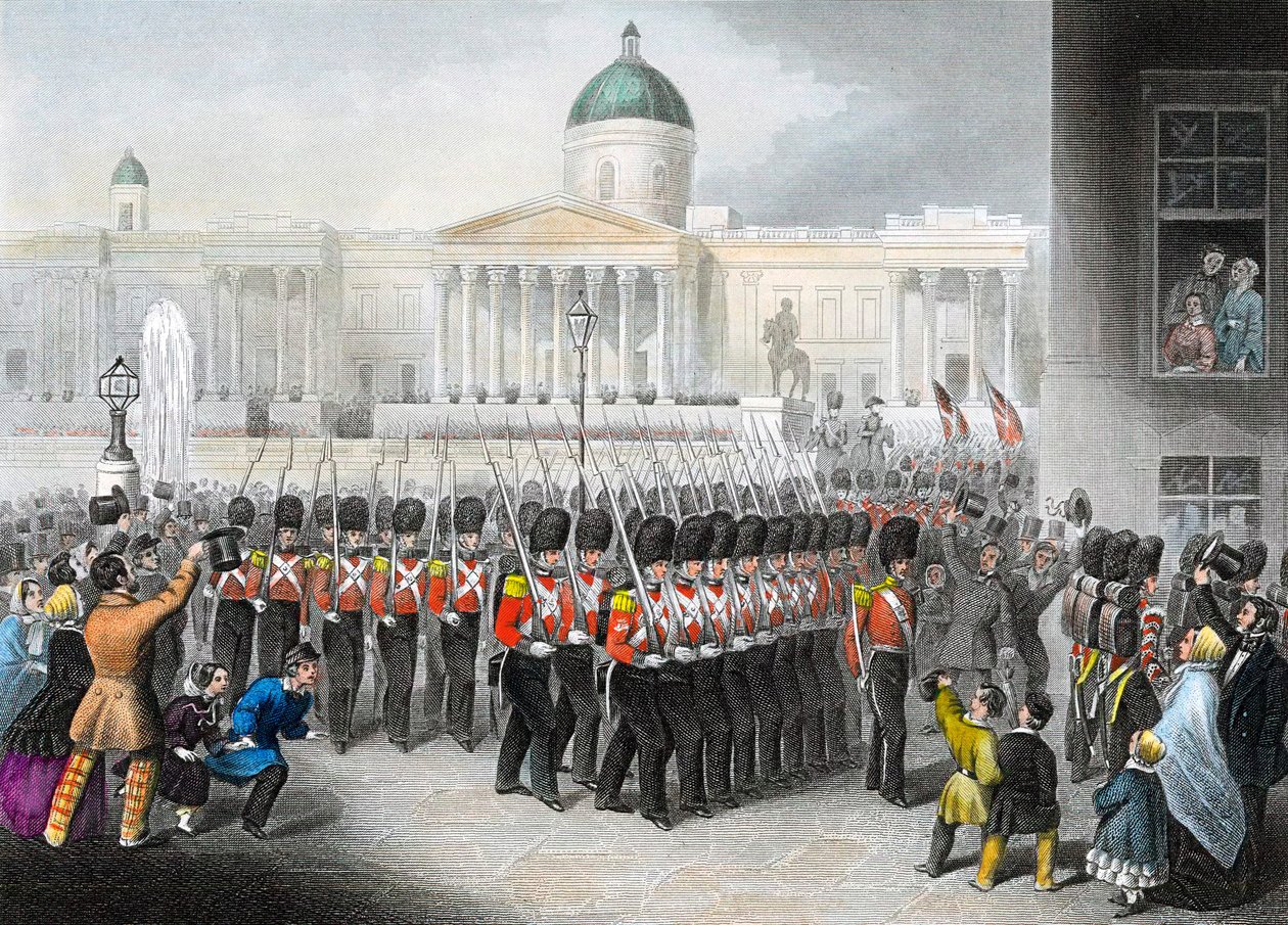 Soldados britânicos que partem para a Guerra da Criméia Guerra Russo-Turca 1853-1856, c1860 de Unbekannt