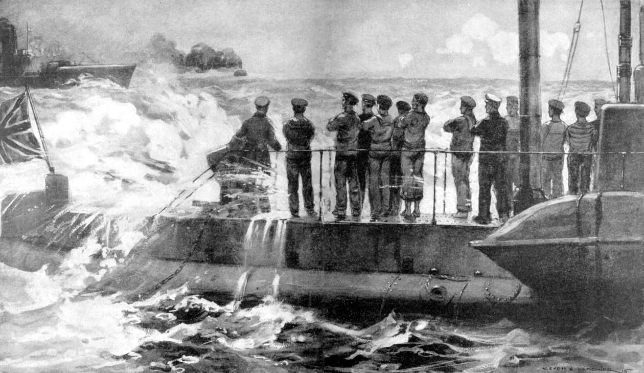 Submarino britânico E-13 no Báltico para ajudar os russos, Primeira Guerra Mundial, 1915 de Unbekannt