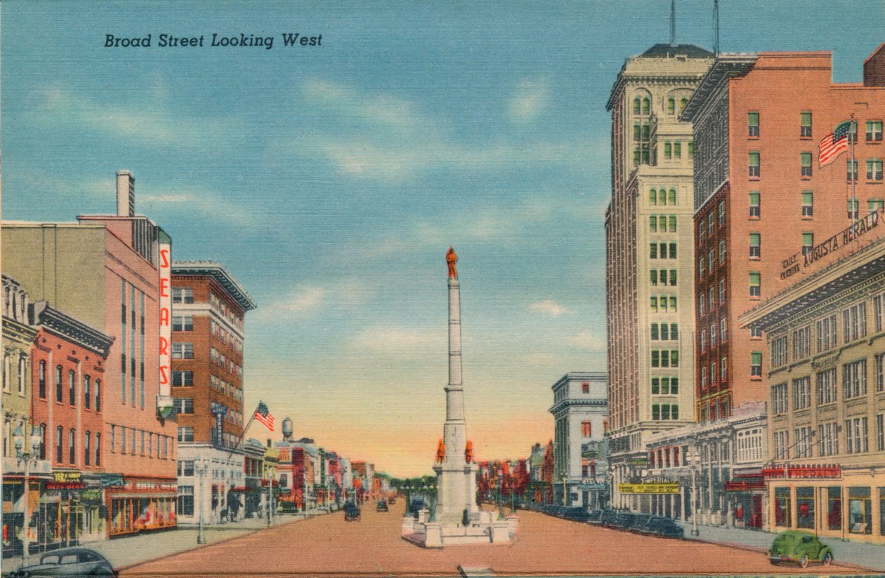Broad Street, olhando para o oeste, Augusta, Geórgia, 1943 de Unbekannt