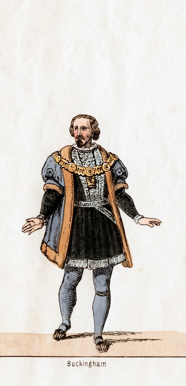 Buckingham, figurino para a peça de Shakespeares, Henrique VIII, século XIX de Unbekannt