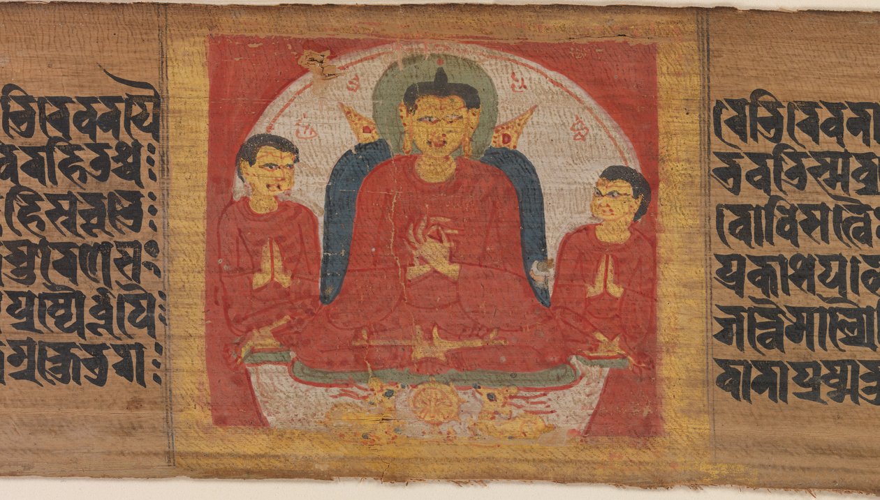 Buda com as mãos levantadas no Dharmacakra Mudra ..., ca. 1090 de Unbekannt