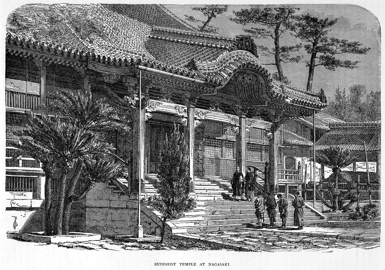 Templo budista em Nagasaki, Japão, c1880 de Unbekannt