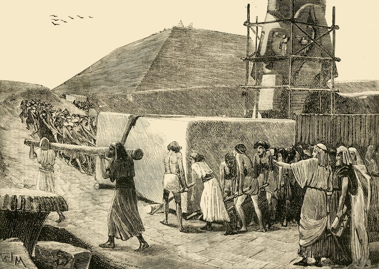 Construindo uma pirâmide, 1890. de Unbekannt