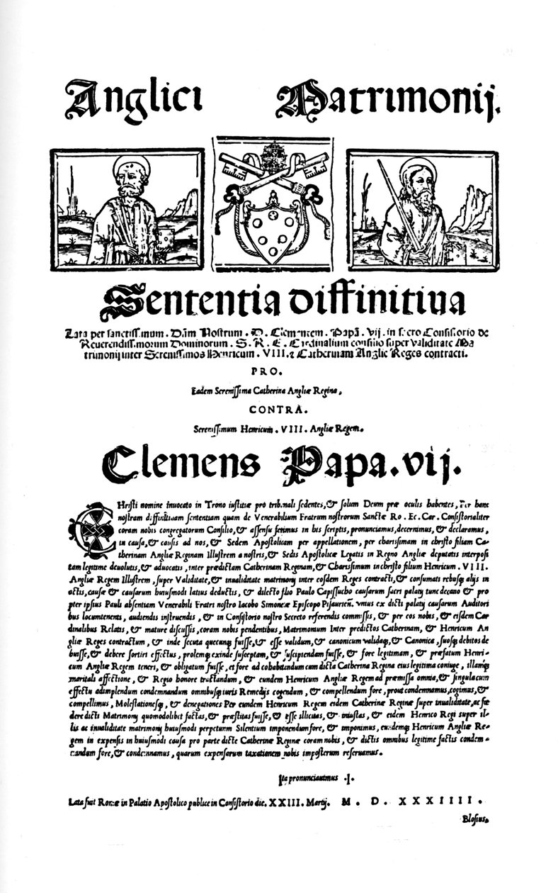 Bula do Papa Clemente VII. Contra o divórcio de Henrique VIII, 1530, 1903 de Unbekannt