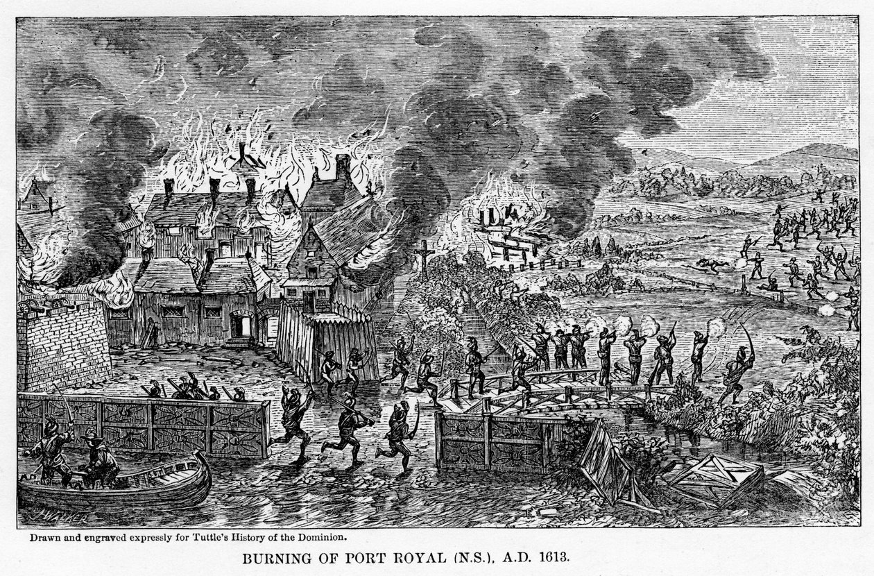 Queima de Port Royal Nova Scotia, AD 1613, 1877 de Unbekannt