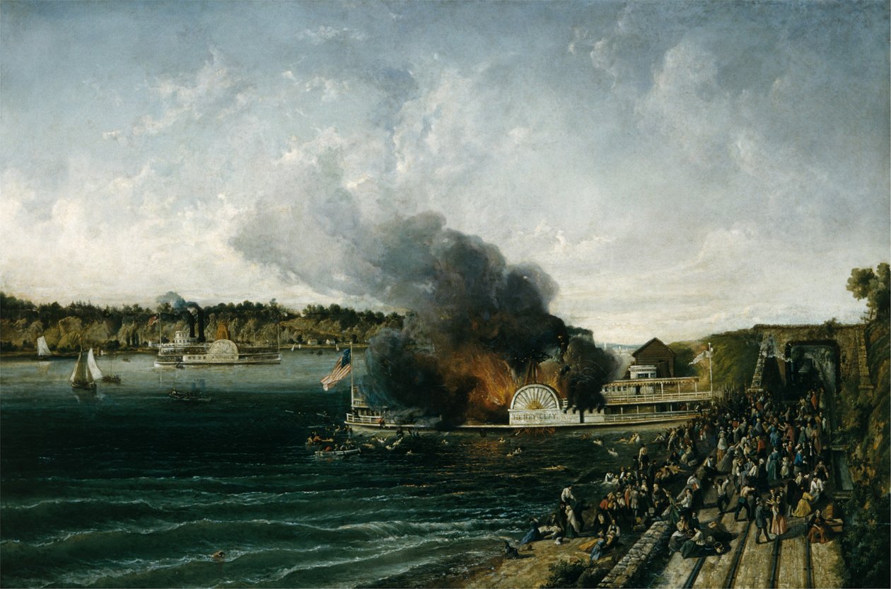Queimadura do Sidewheeler Henry Clay, ca. 1854-60. de Unbekannt