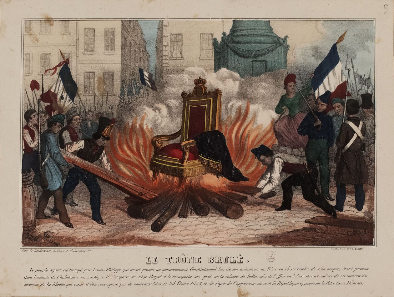 Queima do trono do Rei Louis Philippe a 25 de Fevereiro de 1848..., ca. 1848. de Unbekannt