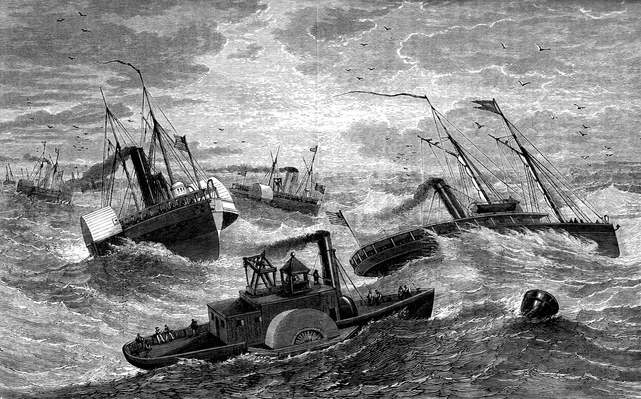 Expedição Burnsides, cruzando a Hatteras Bar, Carolina do Norte, 1861-1862 c1880 de Unbekannt